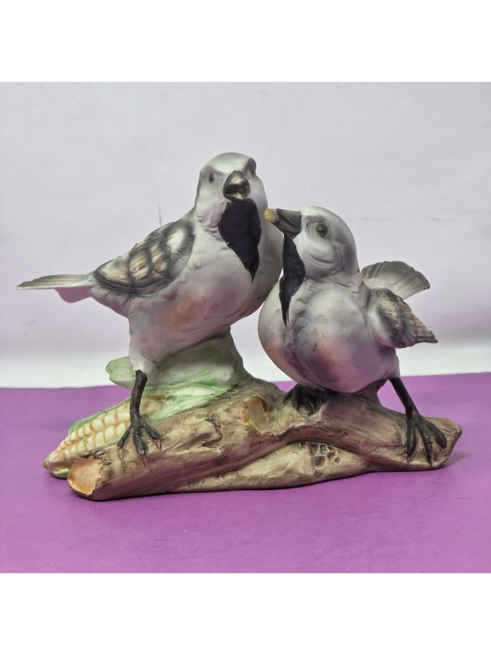 Vintage Royal Crown Hand-Painted Porcelain Bird Figurine Pair On Branch